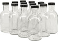 North Mountain Supply 16 Ounce Glass Stout Sauce Bottle - with 38mm Black Plastic Lids - Case of 12