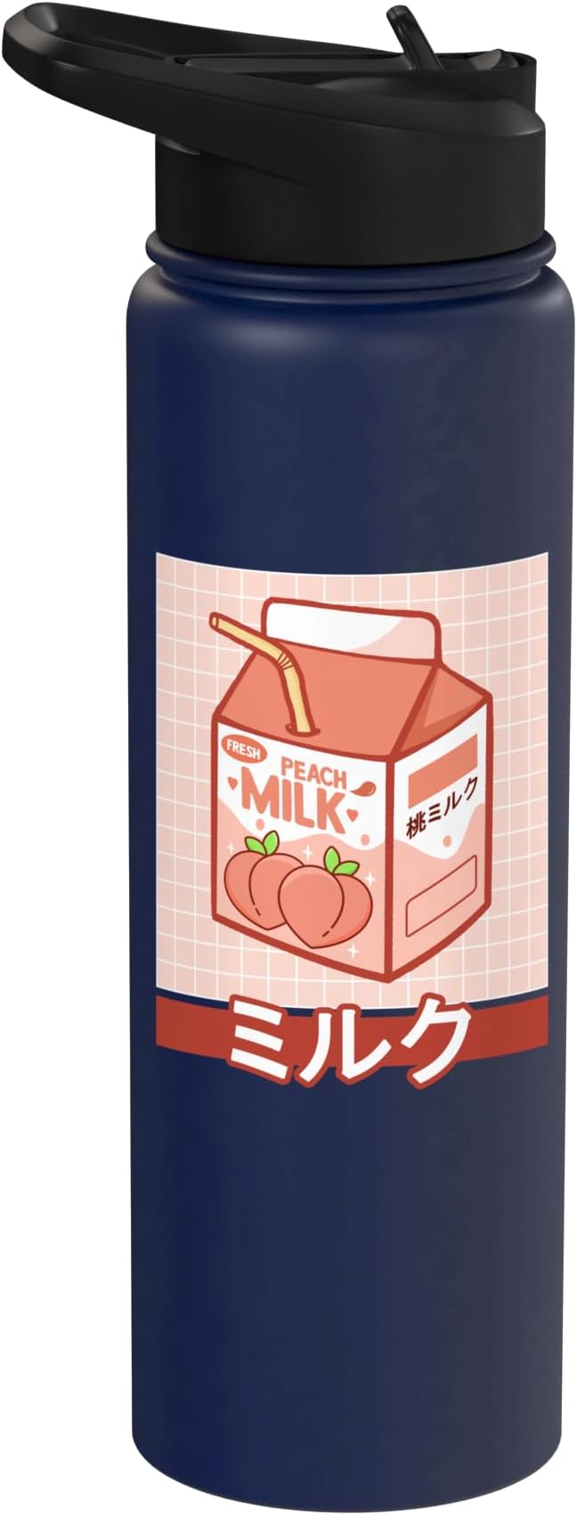 Cute Funny 90s Japanese Kawaii Aesthetic Peach Milk Stainless Steel Insulated Water Bottle