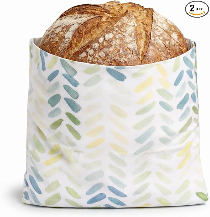 Sourdough Bread Bag – Reusable Beeswax Bread Storage Bags 2.0 (2 Sizes) for Homemade & Artisan Loaves, Cotton-Lined Bread Keeper, Plastic-Free Kitchen Storage – Paintbrush