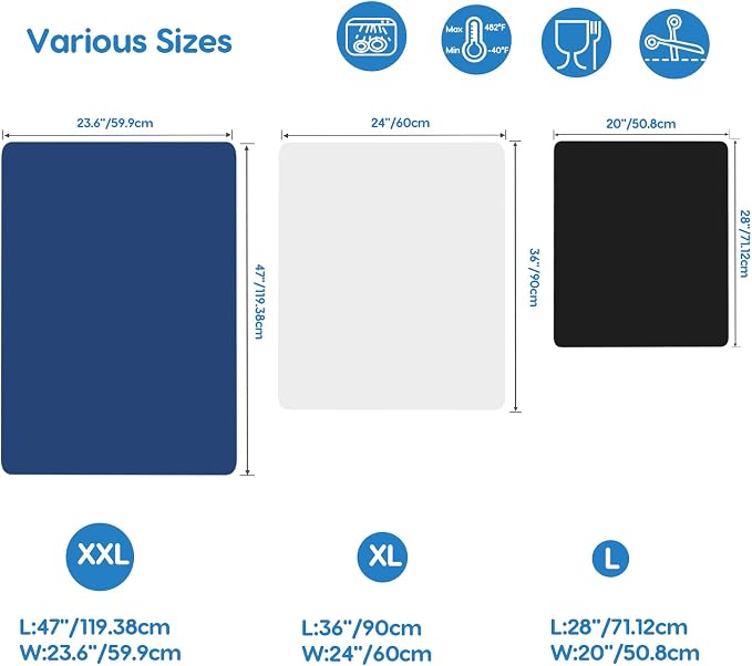 AECHY Silicone Mats for Kitchen Counter 47"x23.6"x0.08”, Largest Heat Resistant Mat Shipped Rolled Up Kitchen Island Silicone Countertop Protector Mat Nonslip Extra Large Counter Mat, Translucent