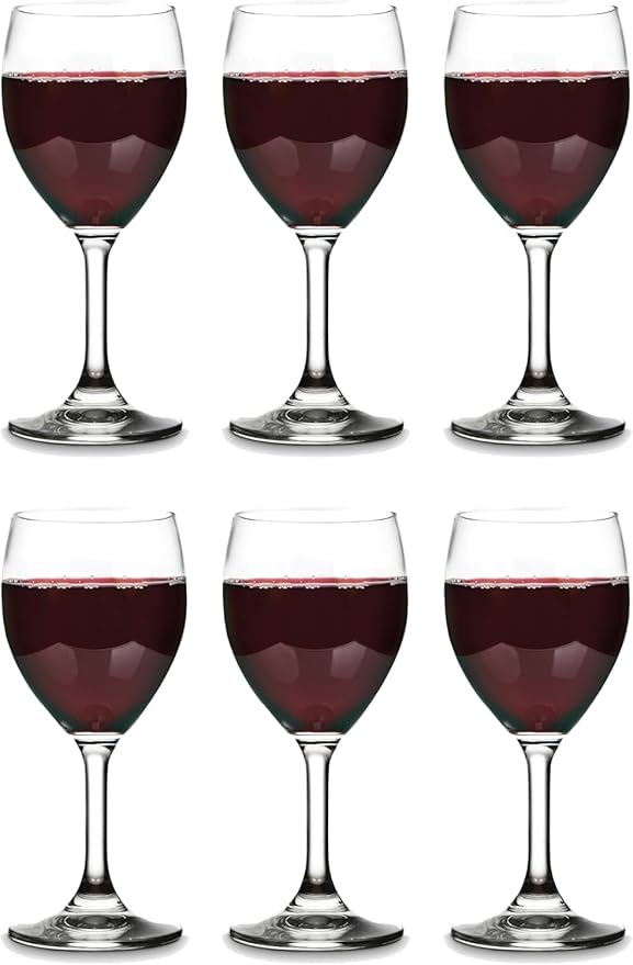 Vikko Wine Glasses, 15 Ounce Wine Glass, Set of 6 Stemmed Glasses for Red and White Wine, Copas De Vino, Thick and Durable Wine Glasses, Dishwasher Safe, Wedding, Holiday, Housewarming Gift