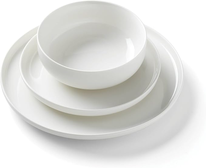 Oneida Dinnerware Set, 24 Seven White 18-Piece Dinnerware Set, Service For 6, Porcelain Material, Dishwasher And Microwave Safe, Bowls, Plates And Bowls, Dinner Dishes, Plates, Home (White, 18 Piece)