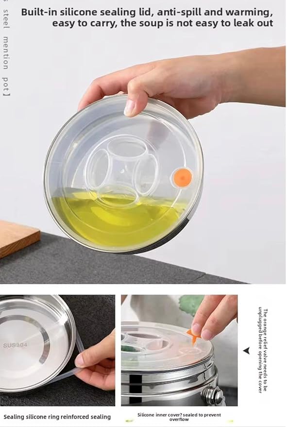 Stainless Steel Lunch Box Light Blue for Adults, Large Capacity 51 oz (1.5 L), Double compartment, keeps food Fresh and Warm, Ideal for Work and Travel, Leak-Proof, Portable.Includes Special Bag