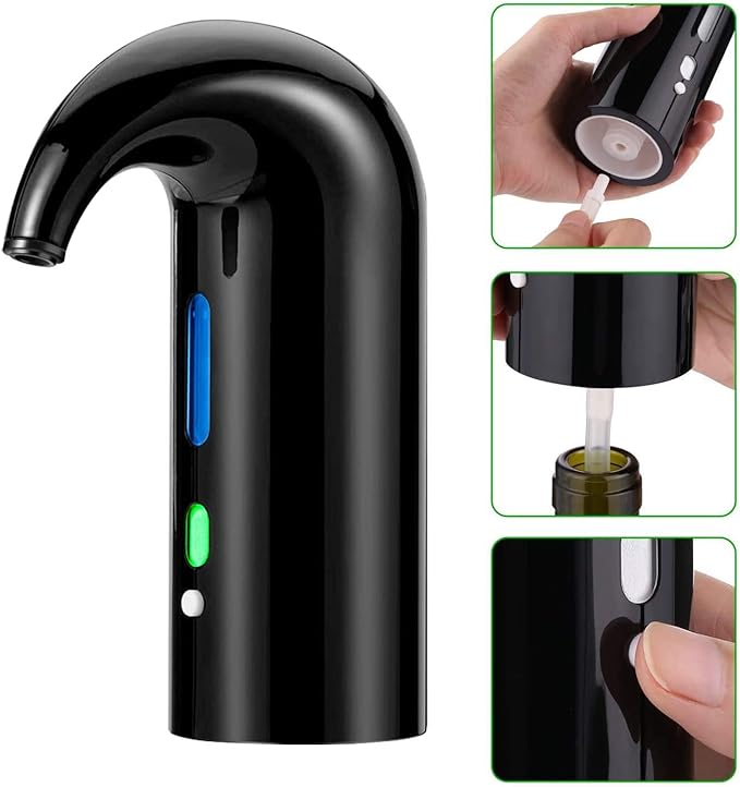 Electric Wine Aerator Pourer - Portable One-Touch Decanter and Dispenser Pump for Red and White Wine, Multi-Smart Automatic Oxidizer With USB Rechargeable Spout