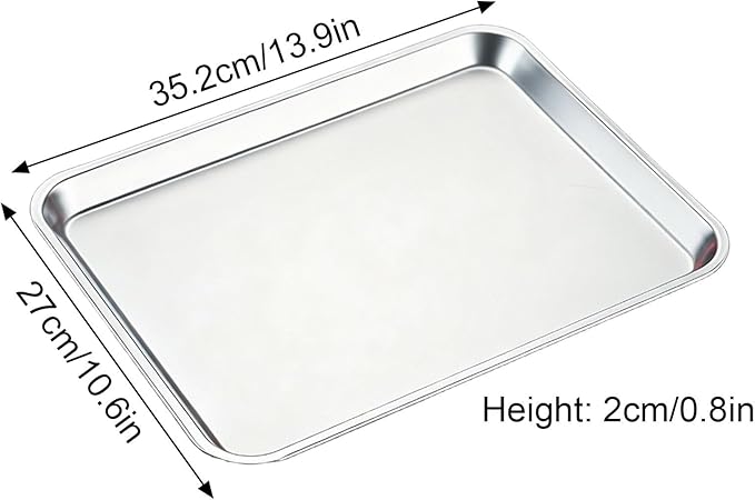 Baking Sheet, Stainless Steel Tray, Dishwasher Leak Pan, Metal Drip Pan for Kitchen Baking, Barbecue, Lab Instrument, Pet Treatment(35.2 * 27 * 2cm/13.9 * 10.6 * 0.8in)