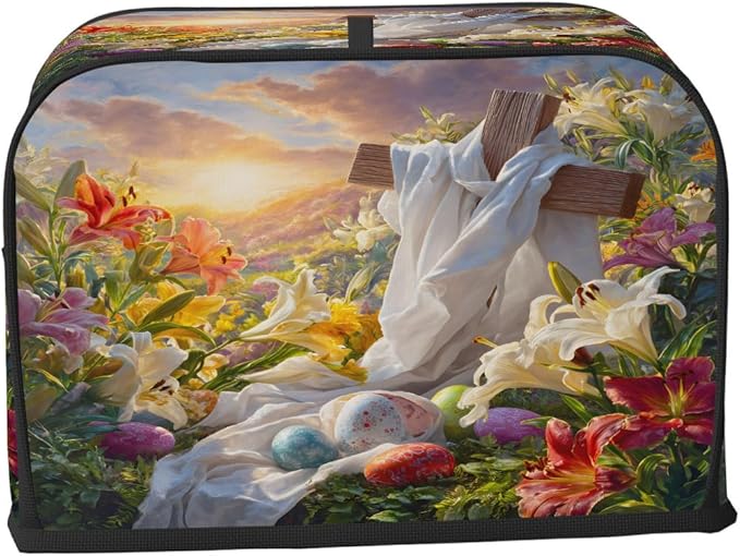 Easter Eggs Flowers Art Toaster Cover 4 Slice Dust and Fingerprint Protection Toaster Bread Maker Covers Washable Kitchen Small Appliance Covers for Kitchen Accessories Decor Bakeware Women Gift