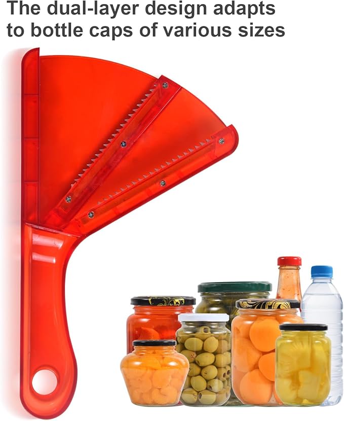 Jar Opener for Weak Hands, Dual-Layer Multifunctional Jar Opener Gripper, Bottle Openers for Seniors, Kitchen Gadgets, Non-Slip Jar Openers for Seniors, Arthritis, Lid Opener, Mothers Day Gifts (Red)