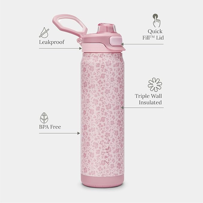 ZULU Powerfill Pro 24oz Stainless Steel Water Bottle - You're Wild Flower