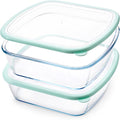 NUTRIUPS 9 x 9 Glass Baking Dish with Lid 2 Pack, Square Baking Pan, Glass Casserole Dish for Oven Dishwasher Safe, Baking Pan for Lasagna, Risotto (Green, 2 Pack, 2.6L)