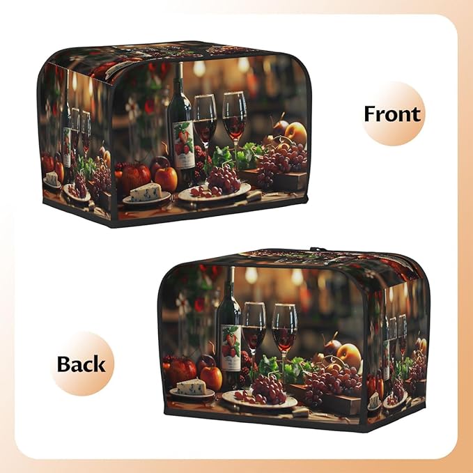 Fruit Apple Grape Wine Toaster Cover 4 Slice Dust and Fingerprint Protection Toaster Bread Maker Covers Washable Kitchen Small Appliance Covers for Kitchen Accessories Decor Bakeware Women Gift