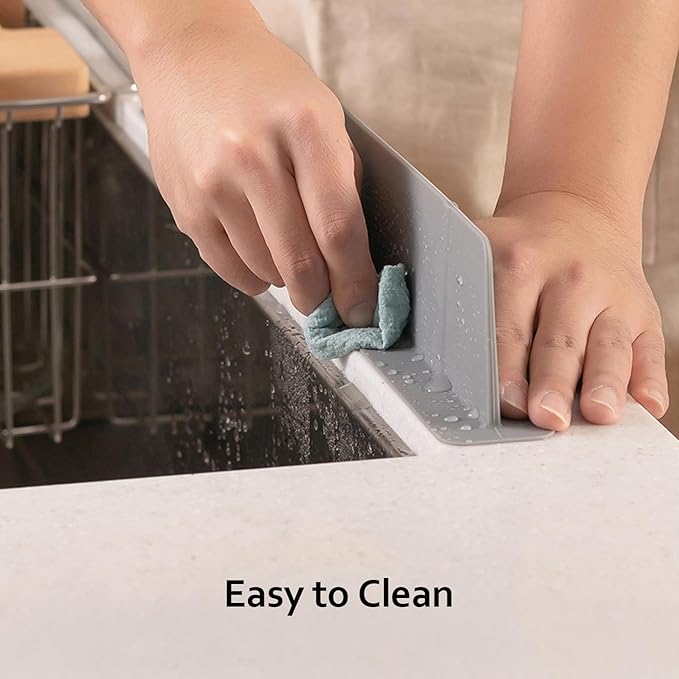 carrotez 2 Pack Silicone Kitchen Sink Splash Guard for Faucet — Silicone Water Splash Guard Mat, Quick Suction Setup, Gray(20.5 x 1.8 x 2.75")