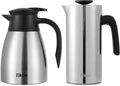 Tiken 34 Oz (1 L) Stainless Steel Thermal Coffee Carafe and French Press Coffee Maker, Silver