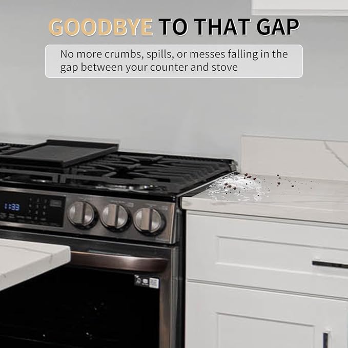 Stove Gap Covers 316 Stainless Steel,Thick Stove Gap Filler,Heat-Resistant Oven Side Gap Filler,Between Stove and Counter Slide In Range Trim Kit for Kitchen,2 Pack (23.2” Upgrade Shiny Black)