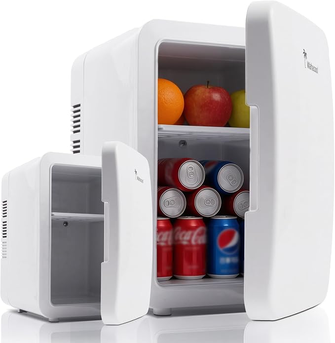 Mini Fridge, 6L/8 Can Portable Personal Refrigerator - Cooler and Warmer, Ideal for Car Use and for Skin Care, Cosmetics, Beverage, Food,Great for Bedroom, Office, Dorm