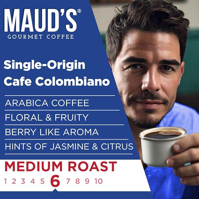 Maud's Colombian Coffee Pods, 18 ct, Single Origin, Medium Roast Coffee in Single Serve Pods – 100% Arabica Coffee, Compatible with Keurig K Cups Maker