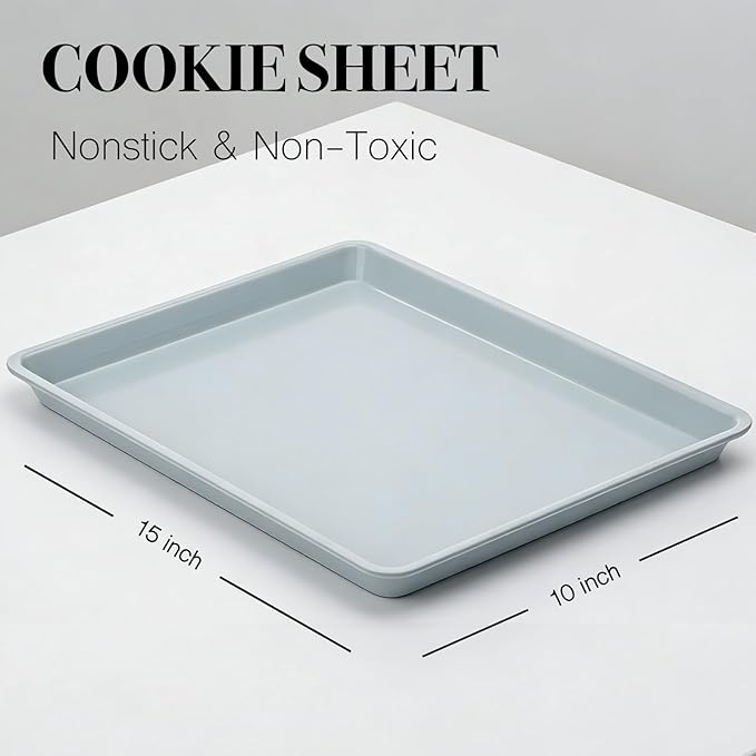 Ceramic Baking Sheet, Cookie Sheets for Baking 15x10" | Non-Stick & Non-Toxic Ceramic Coating, 2.2mm Thick Aluminum Oven Trays for Cooking, PTFE & PFOA Free