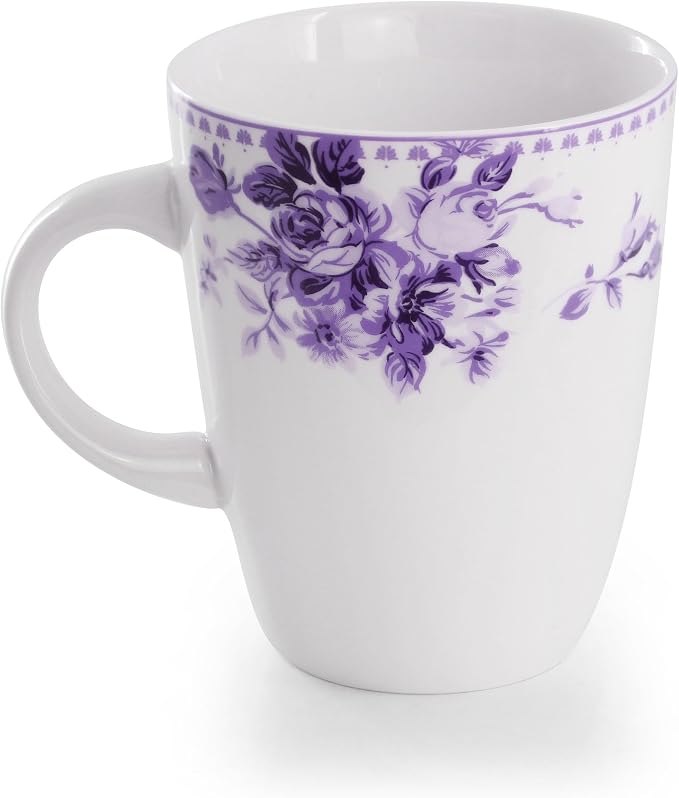 Elama Traditional Rose 16 Piece Porcelain Dinnerwar/Tableware Set, Service for 4 (Purple)