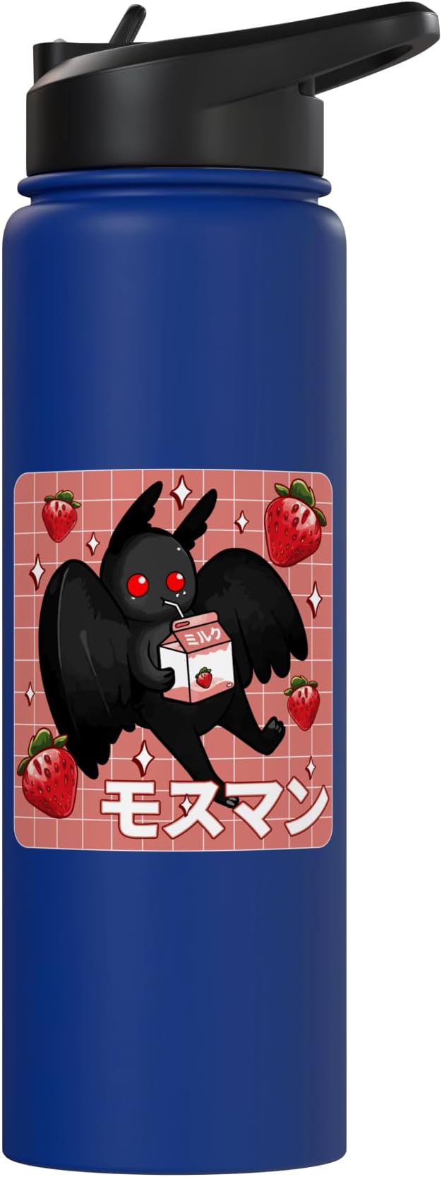 Cryptid Mothman Lover Kawaii Strawberry Milk Shake Carton Stainless Steel Insulated Water Bottle