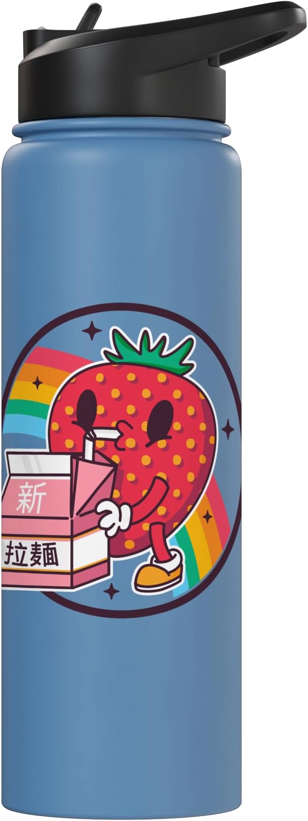 Strawberry Milk Carton Kawaii Retro Rainbow Anime Stainless Steel Insulated Water Bottle