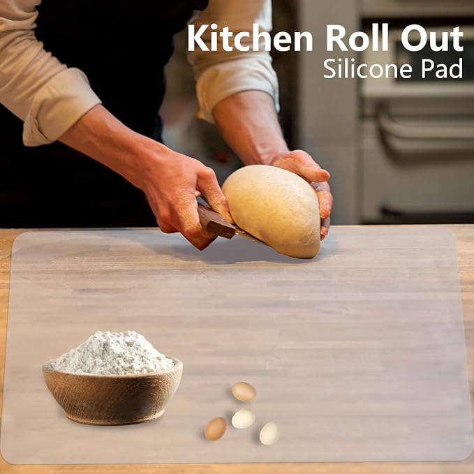 36" x 24" Extra Large Silicone Mat for Epoxy Resin, Nonstick Silicon Mats for Crafts Jewelry Casting, Non-Slip Kitchen Table Placemats for Countertop Protector Heat Resistant（Translucent）