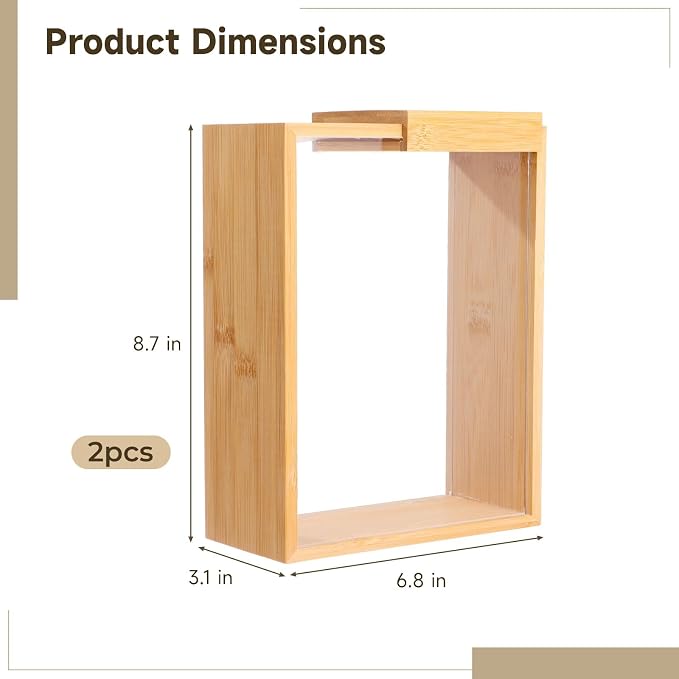 2 Pcs Wooden Cereal Storage Boxes, 8.7 x 6.8 x 3.1 in Dry Food Dispenser with Slide Lid, Visible Window, Wood Food Storage Container for Kitchen, Pantry Organization