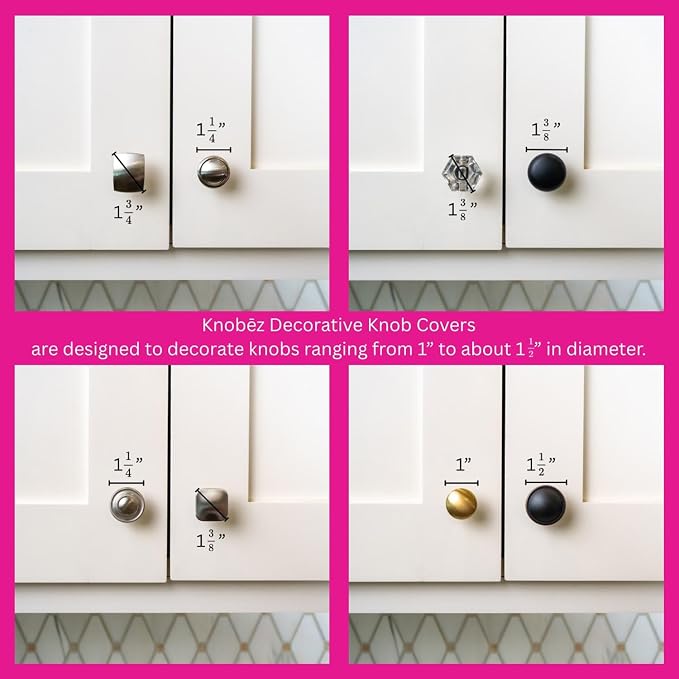 Knobēz: Decorative Knob Covers - Red Peppermint - 12pk - Stretch Over Hardware Decorations, Holiday-Winter-Christmas, Kitchen-Bathroom-Dressers-Home