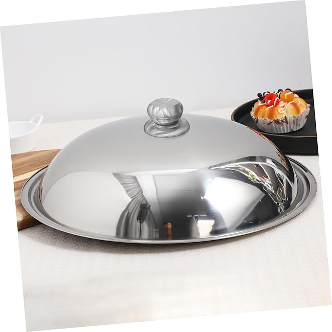 Ciieeo 14 Inch Stainless Steel Cooking Pot Lid Multifunction Anti-Scald Thickened Cover with Knob for Frying Pan Wok and Hot Pot Kitchen Tool