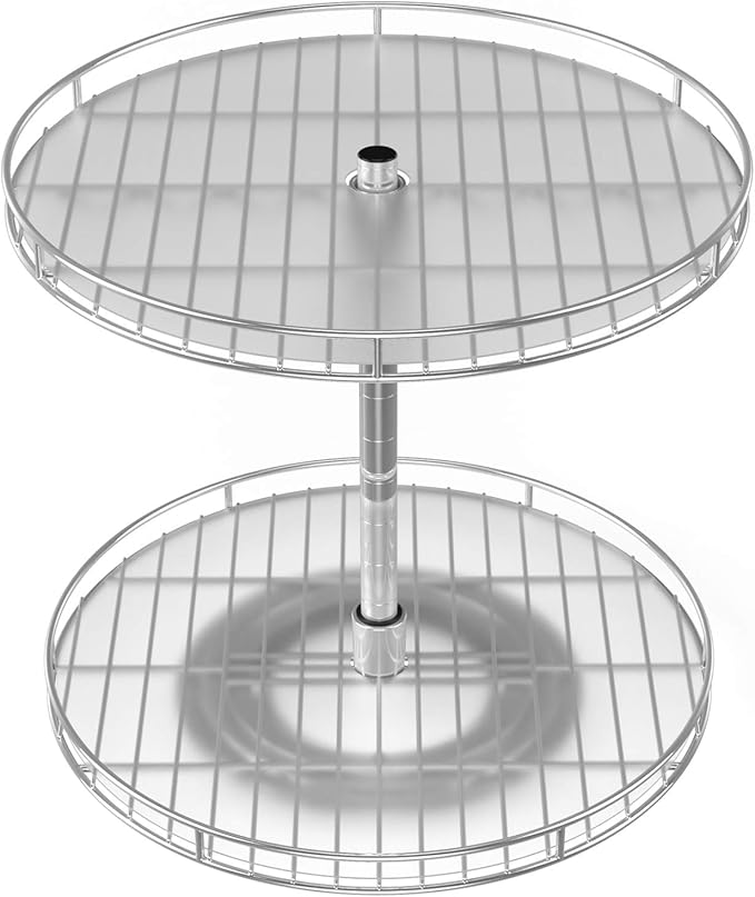 2 Tier Lazy Susan Large Shelf for Kitchen 13 inch,Tall Height Adjustable Turntable Spice Rack Spinner Cabinet Organizers and Storage,Rotating Under Sink Organizer,with PP Plastic Sheet (2 Tier)