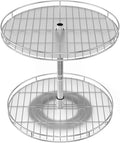 2 Tier Lazy Susan Large Shelf for Kitchen 13 inch,Tall Height Adjustable Turntable Spice Rack Spinner Cabinet Organizers and Storage,Rotating Under Sink Organizer,with PP Plastic Sheet (2 Tier)