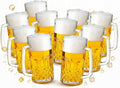 Reallnaive 10 Pack 32 oz Beer Mugs for Oktoberfest Freezer Glass Beer with Handles Mugs Steins German Large Heavy Cups for Men Drinking Gifts (Diamond Style)