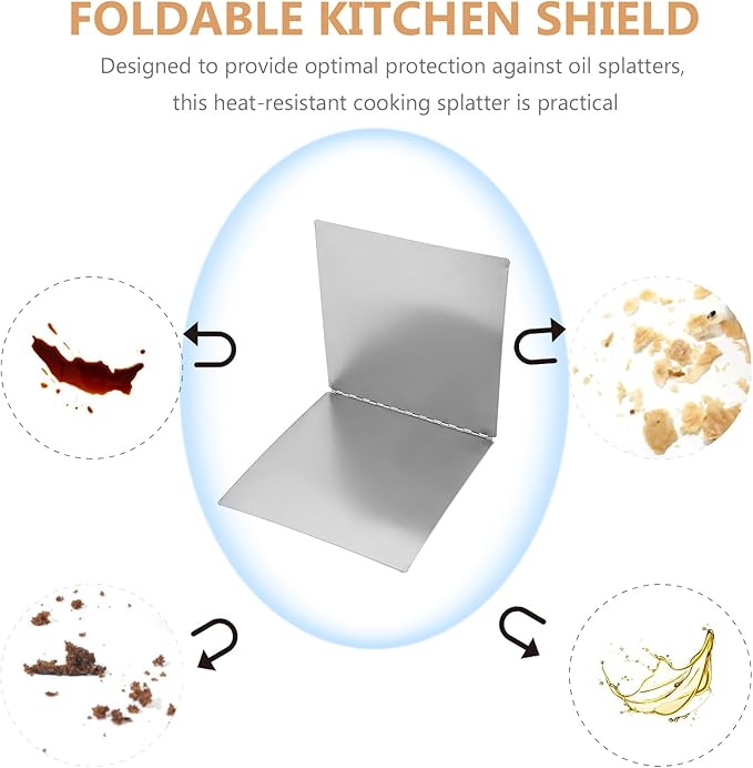 Luxshiny Foldable Stainless Steel Splatter Guard 11.81X11.61In Oil-Proof Thermal Insulation Baffle Heat Resistant Grease Splash Screen for Kitchen Stove Protection