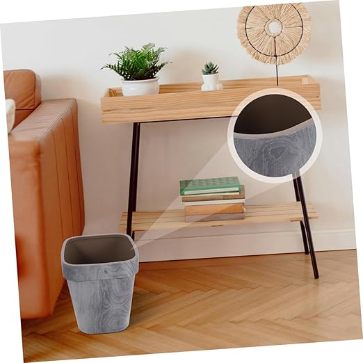 Cabilock Unique Wood Grain Pattern Trash Can Indoor Paper Wastebasket for Kitchen Bathroom Living Room Office Sturdy Sturdy No Lid Light Grey