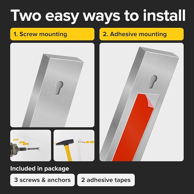 Knife Magnetic Strip 12" Steel – Magnetic Knife Holder for Wall no Screws – Kitchen Utensil Holder, Knife Bar, Knife Rack, Kitchen Organizer and Tool Holder