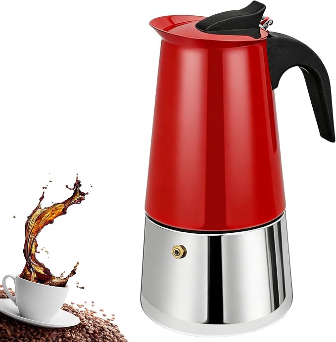 12 Cup Stovetop Espresso Maker Stainless Steel Moka Pot Stove Top Percolator Italian Coffee Makers Capable Mocha Greca Machine Cafe Classic Induction Cookers for Home and Camping 600ml 20oz