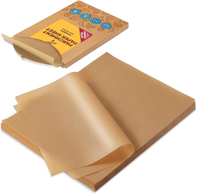 Katbite 265Pcs 10x15 inches Parchment Paper Sheets, Heavy Duty Unbleached Baking Paper, Pre-cut and Oil Proof Perfect for Steaming Cooking Bread Cake & Wrapping Foods [Extra Strong Series]