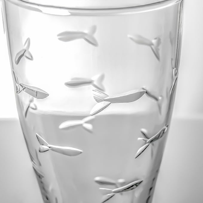 Rolf Glass School of Fish 16oz Beer Pilsner | Set of 4 | Craft Beer Glasses | Designed and engraved in the USA