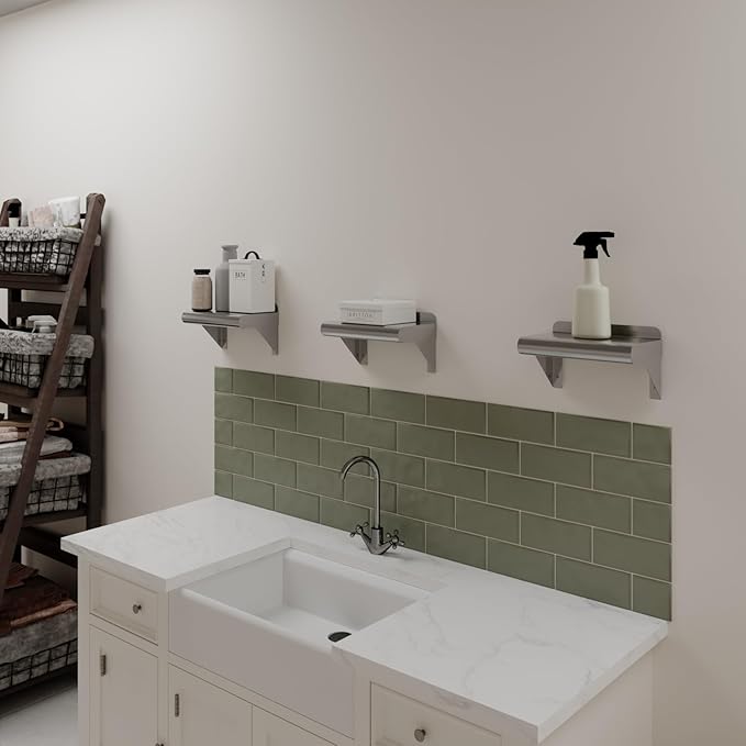 AmGood 6 in. x 10 in. Stainless Steel Wall Shelf | NSF Certified | Appliance & Equipment Metal Shelving | Kitchen, Restaurant, Garage, Laundry, Utility Room