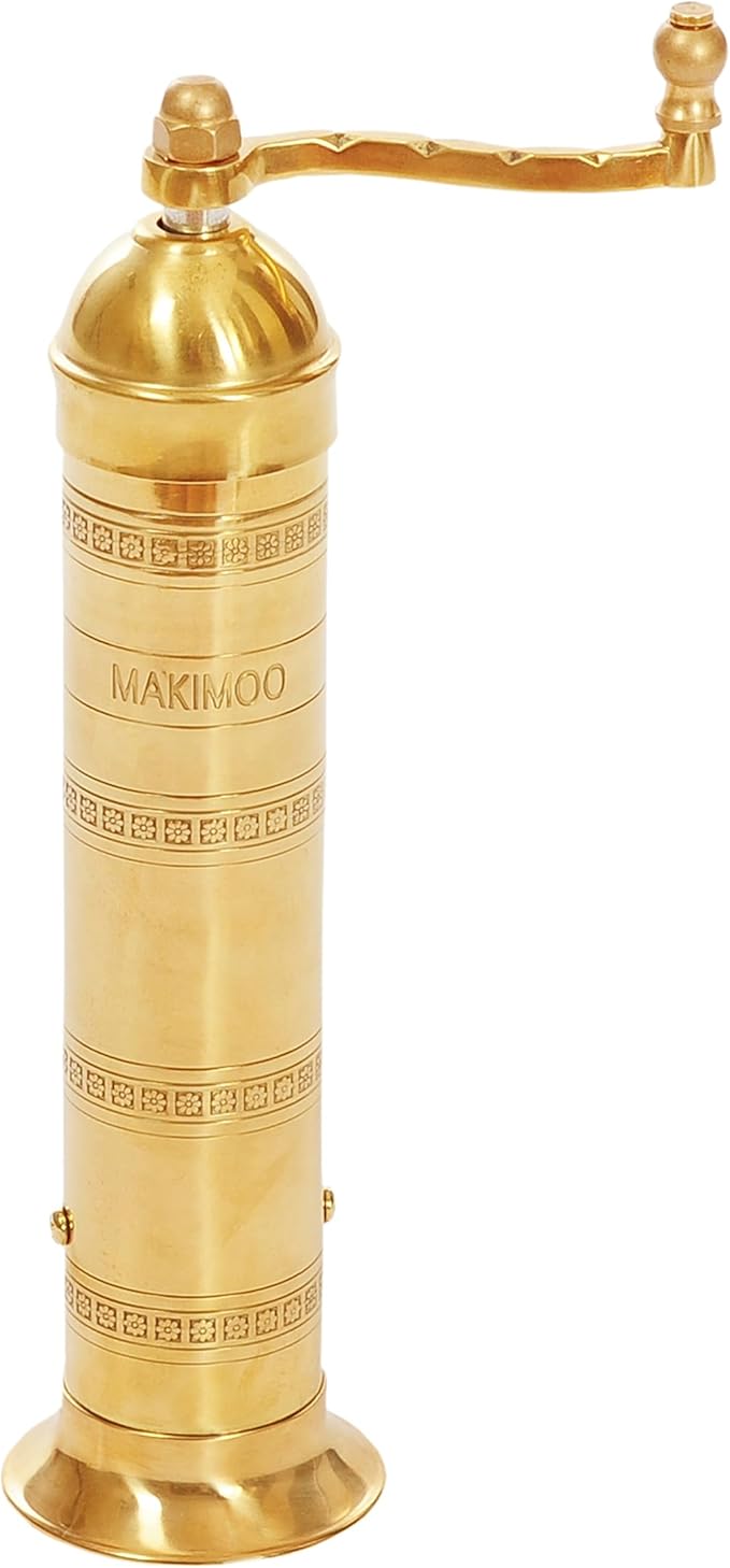Original Greek Pepper Mill, European Style Salt and Pepper Grinder, 9-Inch (Brass)
