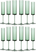 12 Pack Acrylic Dark Green Wine Glasses Green champagne glasses Champagne Flutes Sparkling Wine Glasses Wine Goblets Wedding Glassware Set Drinkware Glasses for Wedding Bar Celebration Baby Shower
