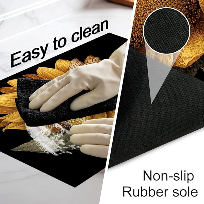 Stove Top Cover for Electric Stove 28.4 x 20.5 Inch Non Slip Stove Mat Oil Proof Sunflower Bee Glass Cooktop Protector Kitchen Counter Mat