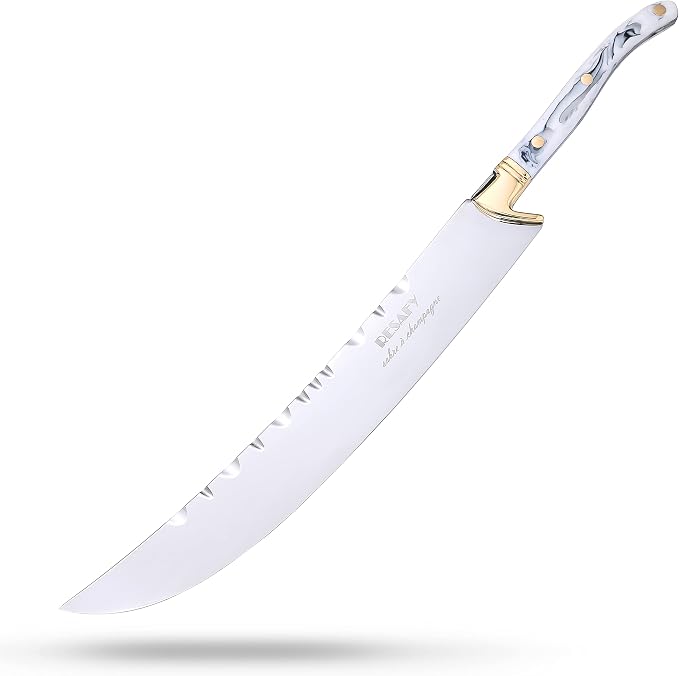 Resafy Champagne Saber With Wooden Box Champagne Knife Champagne Sword Champagne Opener (White)