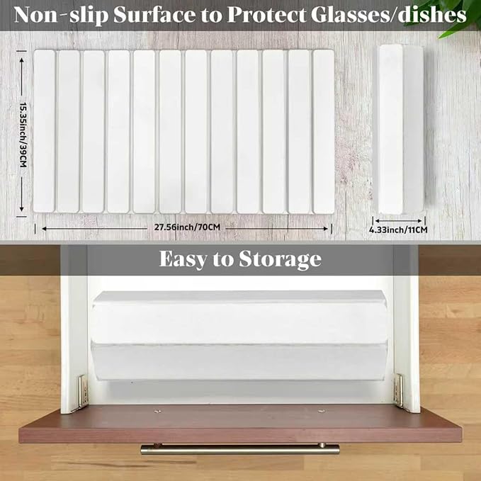 Large Stone Dish Drying Mats for Kitchen Counter, 28"(L)×16"(W), Fast Drying Collapsible Dish Drying Mat, Eco-Friendly Absorbent Diatomaceous Earth Mats for Dishes Bottles Cups, Match Any Countertop