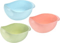 uxcell 3pcs Rice Sieve Plastic Colander Kitchen Drain Basket with Handles Rice Bowl Strainer Basket Home Kitchen Gadget, Wash Rice Basket-Blue/Green/Pink