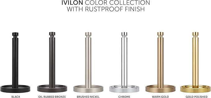 Ivilon Paper Towel Roll Stand - Steady and Easy Tear - Fits All Paper Towel Rolls - Oil Rubbed Bronze