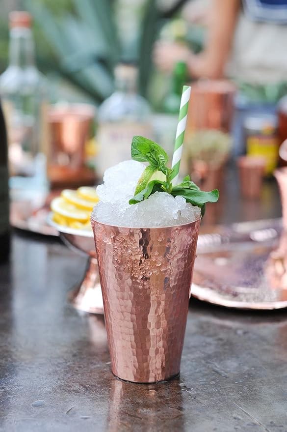 Sertodo 10oz Pure Copper Cup | Hand-Hammered, Heavy-Gauge Copper Cups for Water, Cocktails & Moscow Mules | 100% Solid Drinking Tumbler
