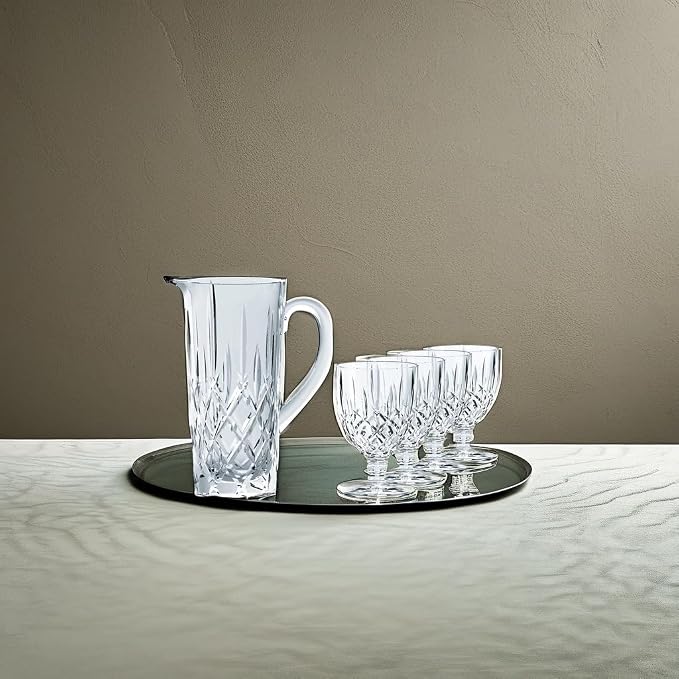 Nachtmann Noblesse 5 Piece Set, Pitcher and 4 Stemmed Glasses, Clear | Glass