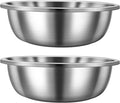 FillTouch 2 Pack Large Mixing Bowl 8 Qt Oversized All Purpose 304 Stainless Steel Polished Mirror Flat Base Metal Bowl for Home or Commercial Prepping Baking Mixing Marinating
