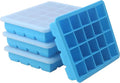20 Section-0.5oz, Food Grade Silicone Ice Cube Tray Food Container with Airtight Locking Lid, Perfect for Storing Garlic, Herbs, Ginger, Pesto, Tomato Paste, Lemon Juice,Purees and More (Blue 4 Pack)