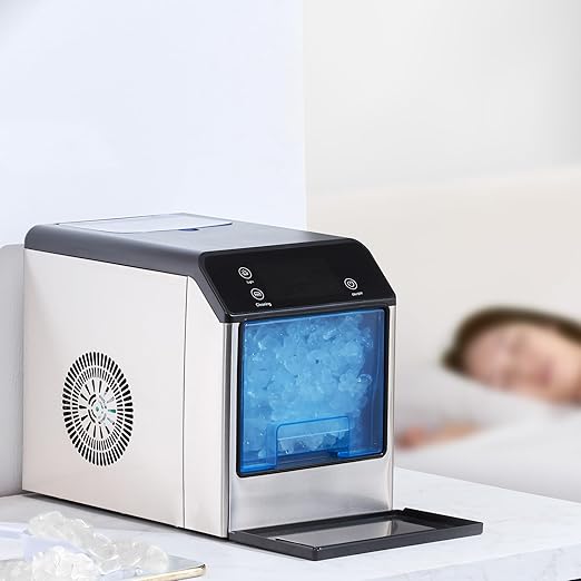 VEVOR Countertop Ice Maker, Self Cleaning Pebble Ice Machine with Ice Scoop & Drip Tray, 33lbs/24H Nugget Ice Maker with Convenient Ice Transfer for Home Kitchen Office