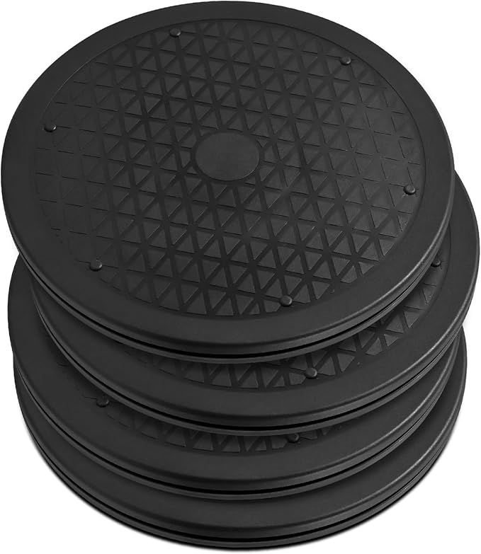 4 Pack 10 Inch Lazy Susan for Table Top, Black Lazy Susan Turntable Organizer for Kitchen,Cabinet Spices,Pantry